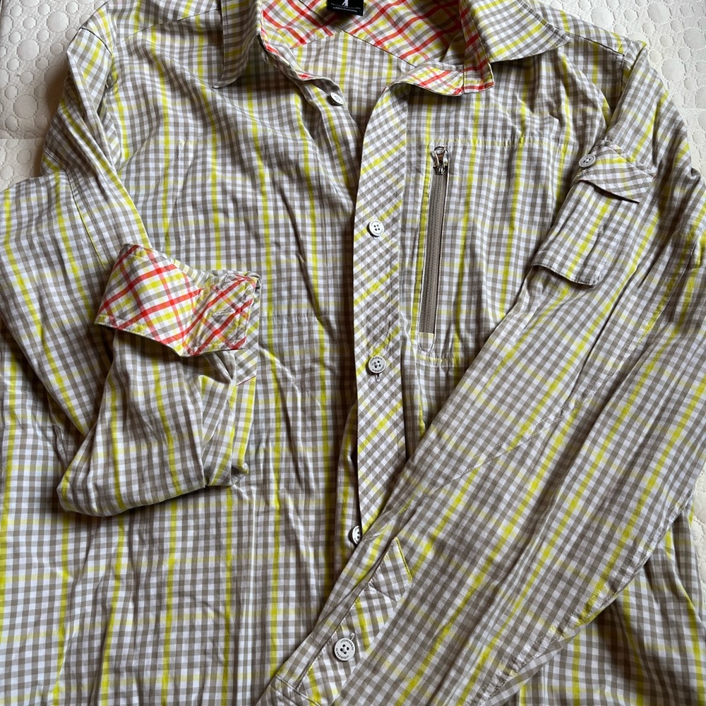 Men's Jordan Casual Plaid Button-Down Shirt - Gray and Yellow